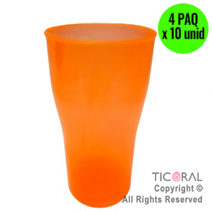 VASO COLA COLOR NARANJA FLUO 4 PAQUETES x 10 UNIDADES